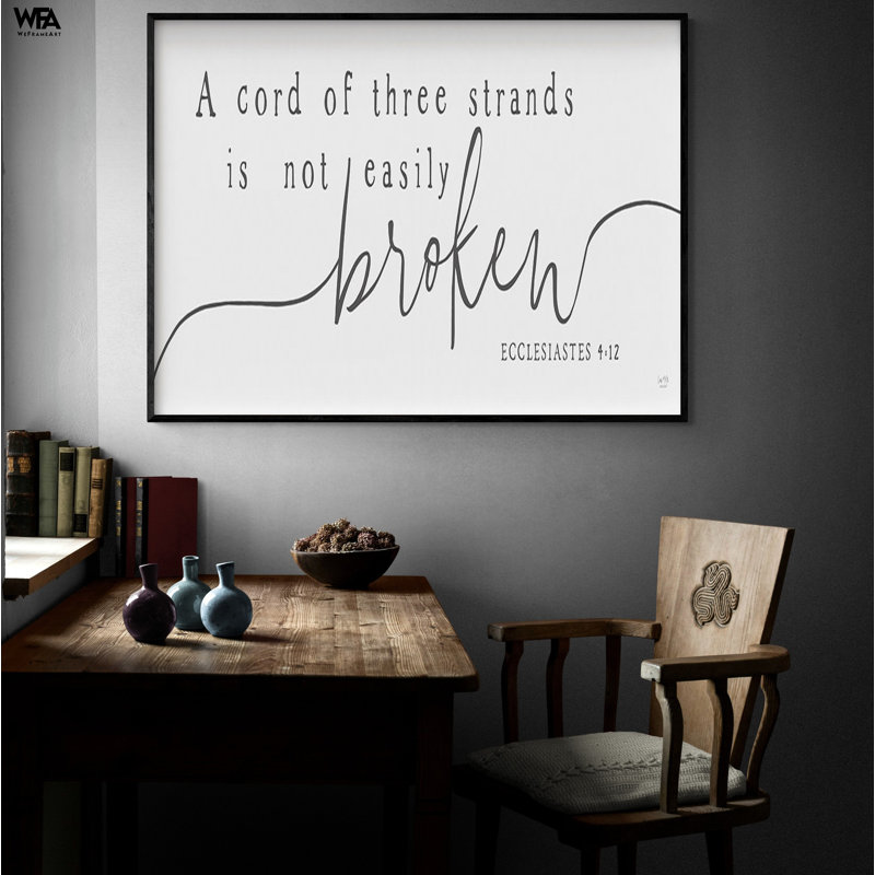 Une corde de trois brins, grand Ecclesiaste 4: 12, idée de décoration murale vide de salon biblique, impression murale affiche biblique