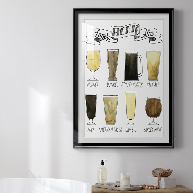 Types of Beer Glasses and Styles of Beer Reference Guide Chart Home Bar  Decor Pub Decor IPA Beer Mug Pint Glass Beer Sign Porter Stout Ale Beer  Stein