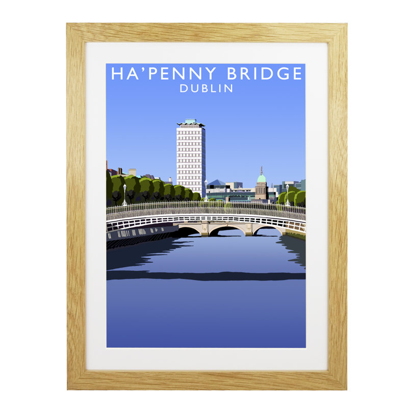 HaPenny Bridge by Richard O'Neil - Print, 43.5 cm H x 33.5 cm W x 2.2 cm D, Oak Wood Frame