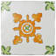 Novecento Centro Paterna 5.13" x 5.13" Ceramic Decorative Accent Tile in White/Green/Orange