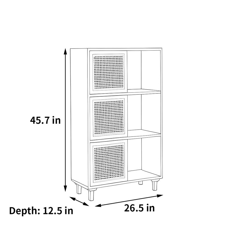 Bibliothèque pratique et élégante, (3 tablettes) H 45,7 po x l 26,5 po x P 12,5 po, Brun
