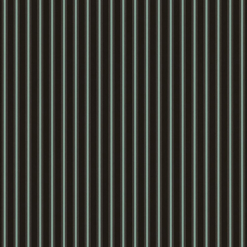 Rouleau de papier peint à rayures Stickley, Noir / Vert