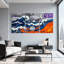 Ensemble de 3 tableaux sur toile représentant des vagues et un bateau-740686500
