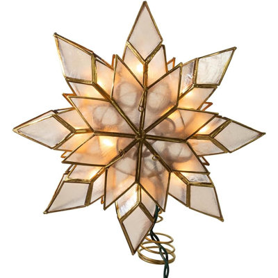 8.5-Inch Capiz Star Tree Topper With 10 Clear Lights And 1 Spare Bulb