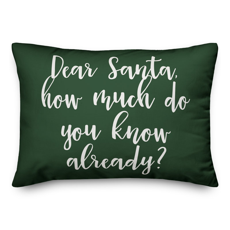  Dear Santa Lumbar Pillow, Dark Green