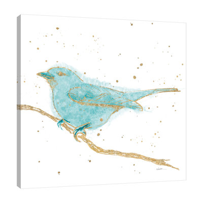 «Gilded Bird I Teal» par Shirley Novak, art mural encadré