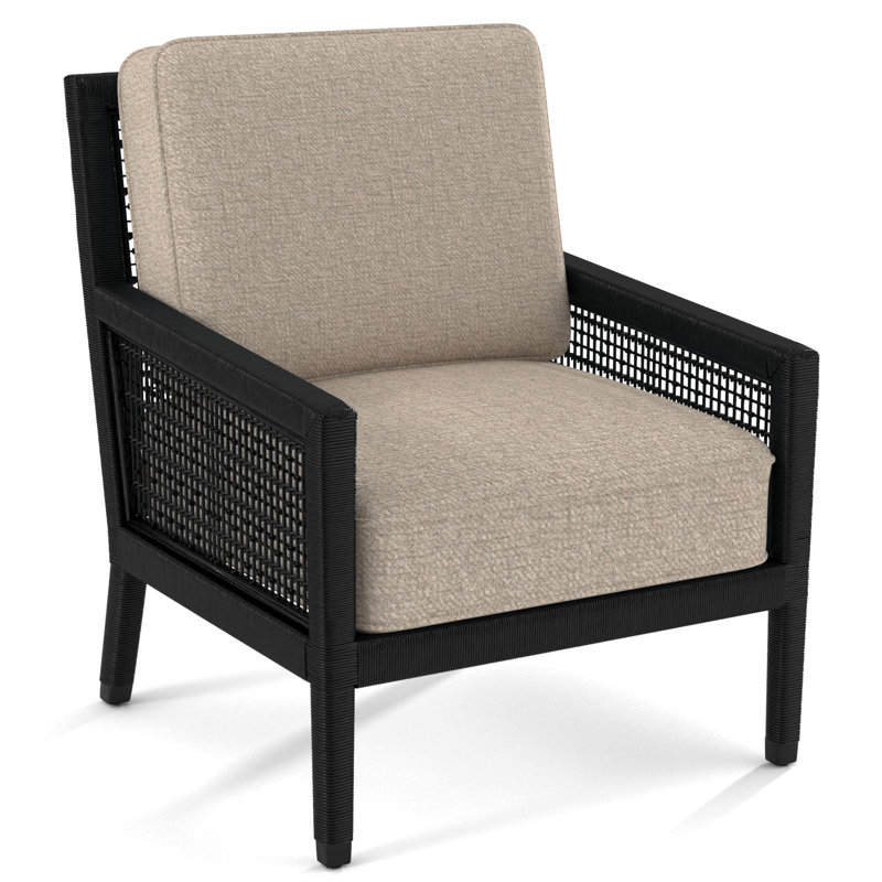 Harper Upholstered Armchair, Taupe Plaid; 0126-73, Black