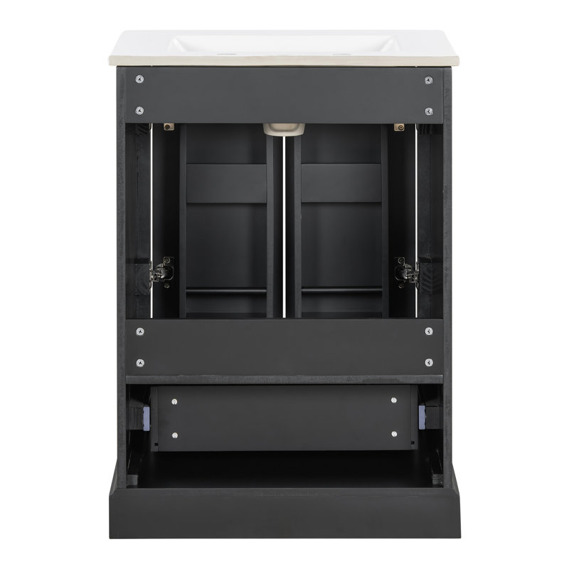 Meuble-lavabo élégant et fonctionnel en bois massif autoportant