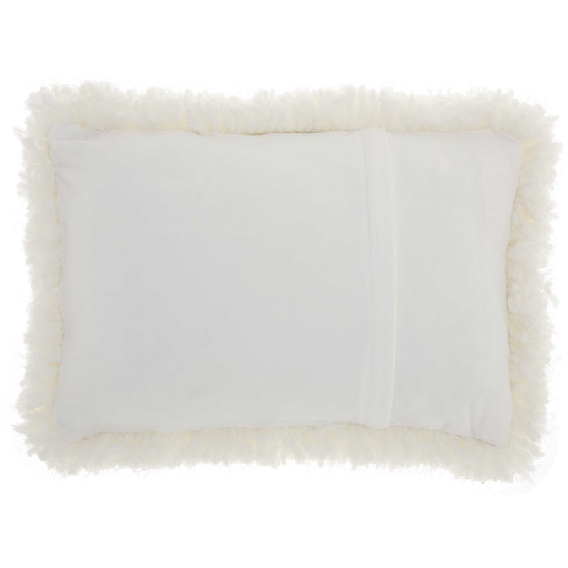 White Shag Polyester 14" x 20" Throw Pillow