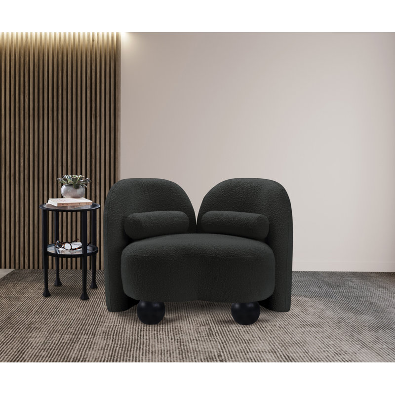 Daphne Upholstered Chair, Black Boucle Fabric