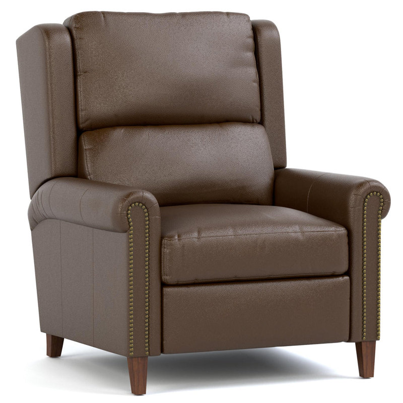 Woodlands Small Roll Arm Manual Recliner With Nails, Yes, Selvano Chestnut
