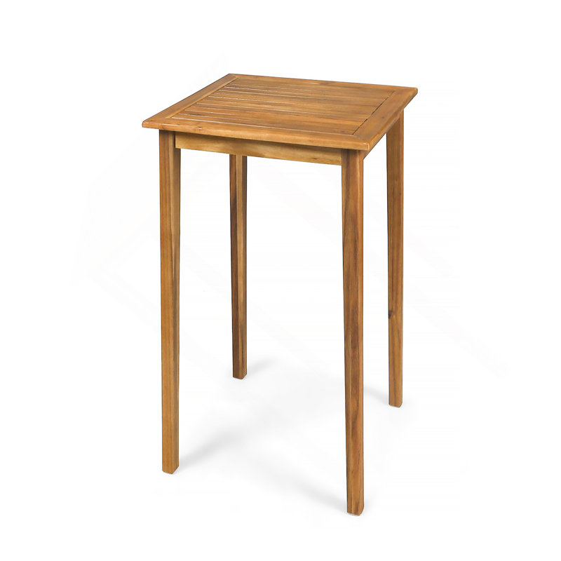 Outdoor Minimalist Acacia Wood Square Bar Table - Teak Finish, Teak