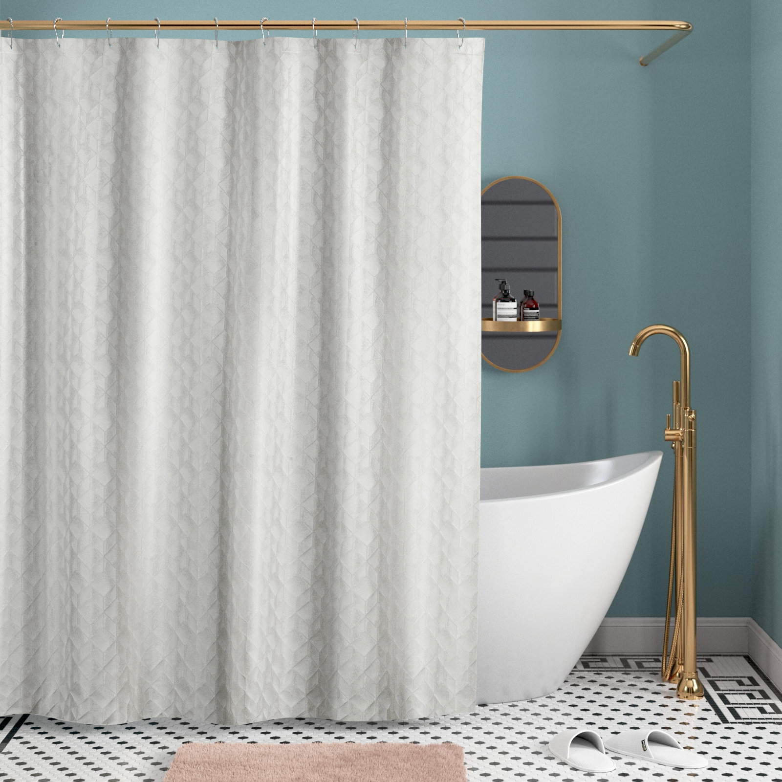 Wayfair Basics Ingham Peva Solid Color Single Shower Curtain + Beaded Roller Rings Wayfair Basics Color: White