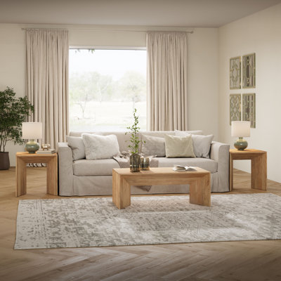 Ensemble de table de salon en bois massif trois pièces Faubert