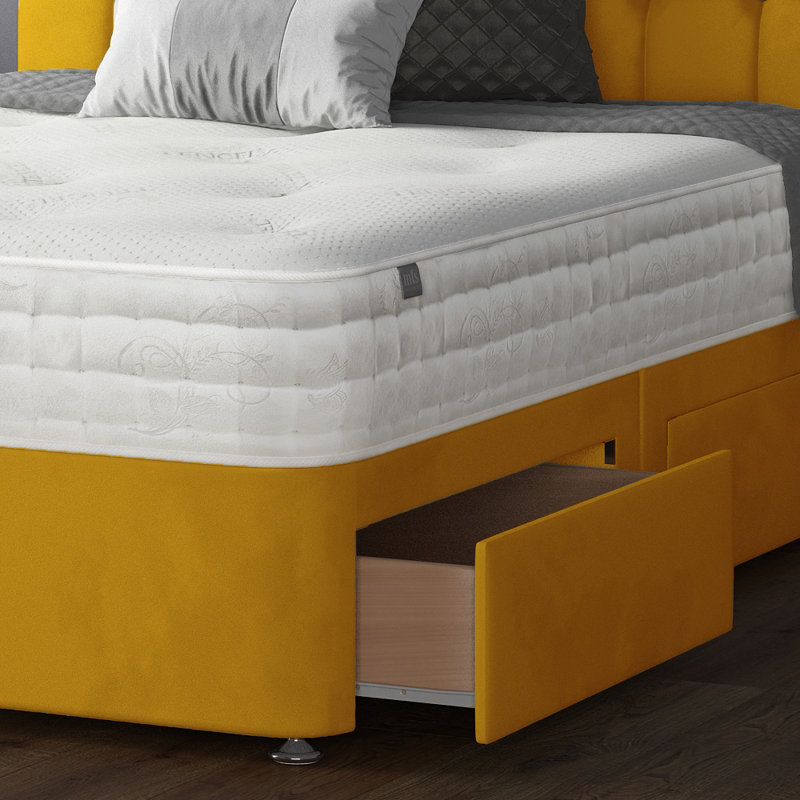Fales Divan Bed Base, Turmeric, 2 Right Drawers, Single (3')