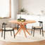 Table de salle à manger 47,2 "en bois massif pour 4 à 6 personnes avec base piédestal entrecroisée-869833104-869833106
