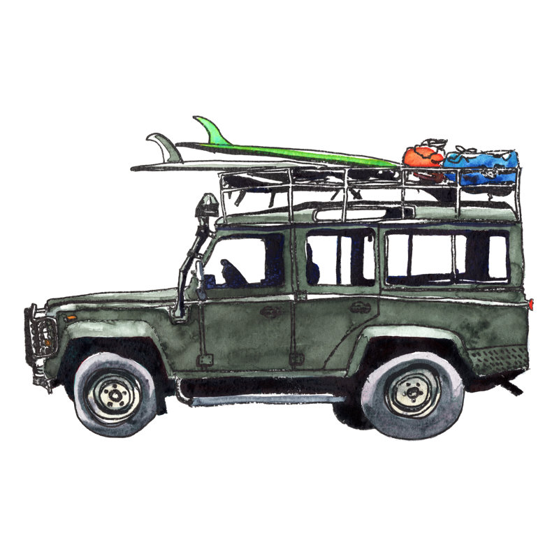 Surf Jeep by Paul McCreery - Wrapped Canvas Painting, 30cm H x 46cm W x 3.8cm D