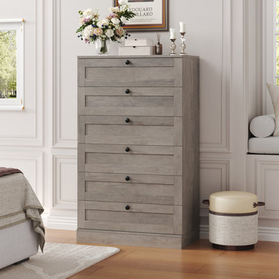 51.6" H Freestanding 6 Drawer Dresser, Modern 6-Drawer Tall Dresser – Stylish Space-Saving Storage with Smooth Glide Drawers & Sturdy Base for Bedroom