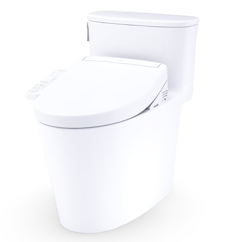 TOTO Aurora 1G WASHLET+ S2 One-Piece Elongated 1.0 GPF Universal Height Toilet with CEFIONTECT, Cotton White - MW6863346CUFG#01