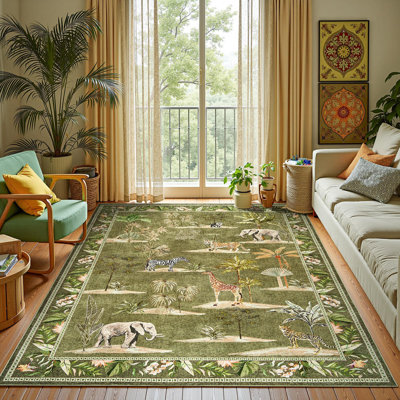 Animals Print Washable Ultra-Thin Non-Slip Area Rug