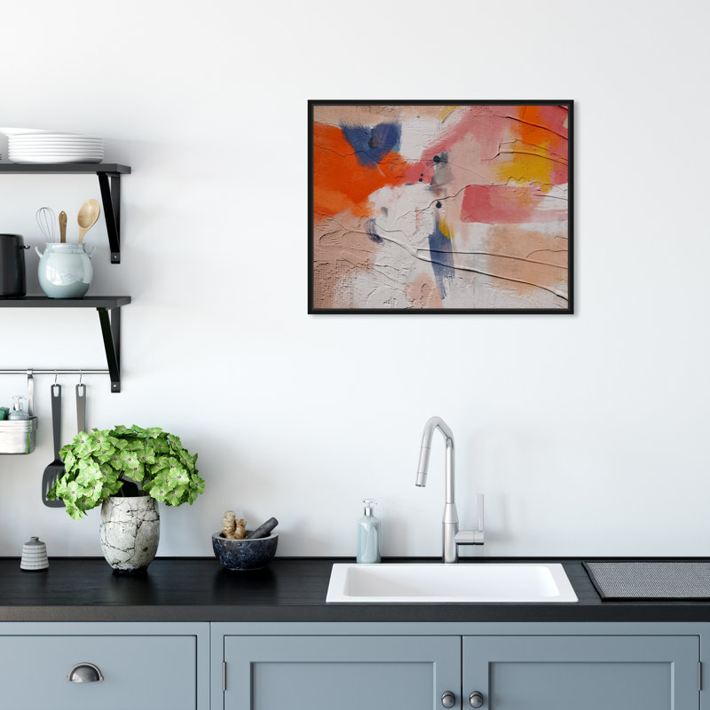 Coucher de soleil abstrait - Impression sur toile, Toile avec cadre flottant noir, H 17 po x l 21 po