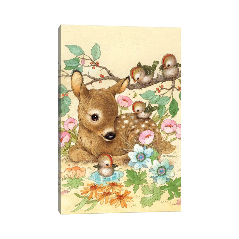 Baby Fawn - Wrapped Canvas Painting, 30.48 cm H x 45.72 cm W