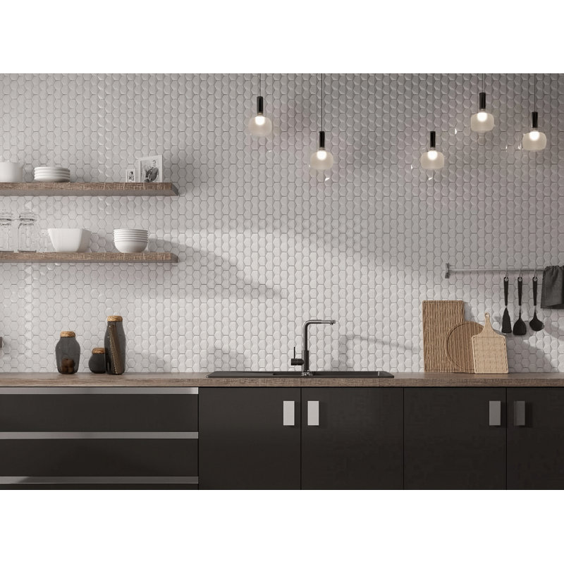 Mosaïque argentée brillante Fulton, Argent