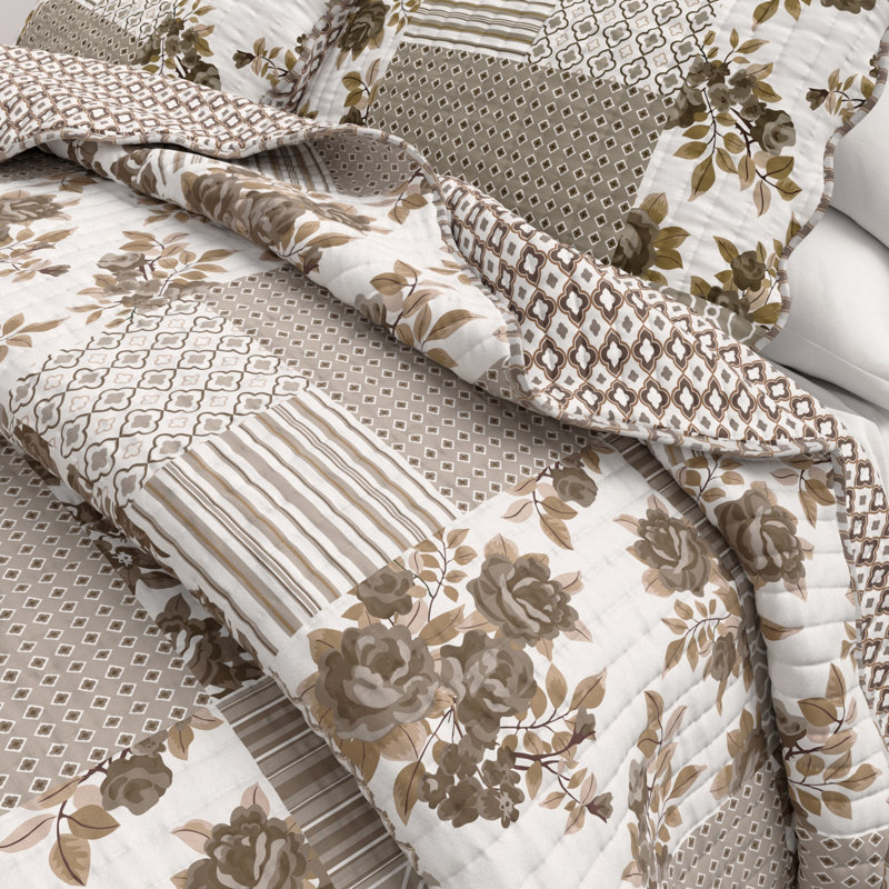 Ensemble de courtepointe festonnée à motif floral, Simple/Simple TG