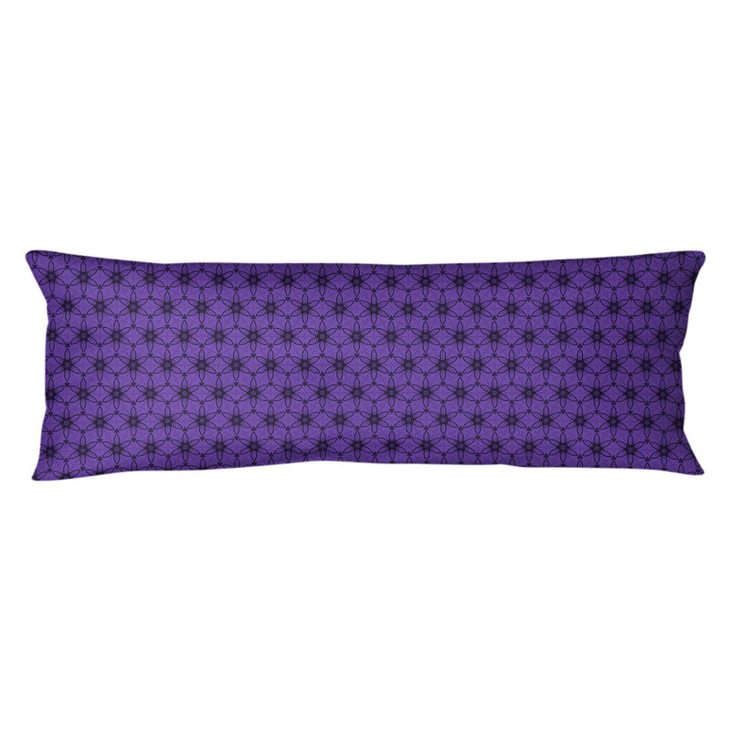 Coussin lombaire géométrique à cercles ornés, Bourre en polyester, Mauve / Noir