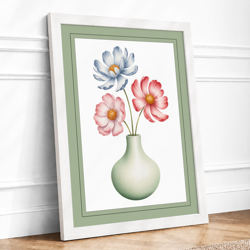 Soft Florals in Glass Botanical - Framed Print, A4 - 29.7 x 21.0 cm, White