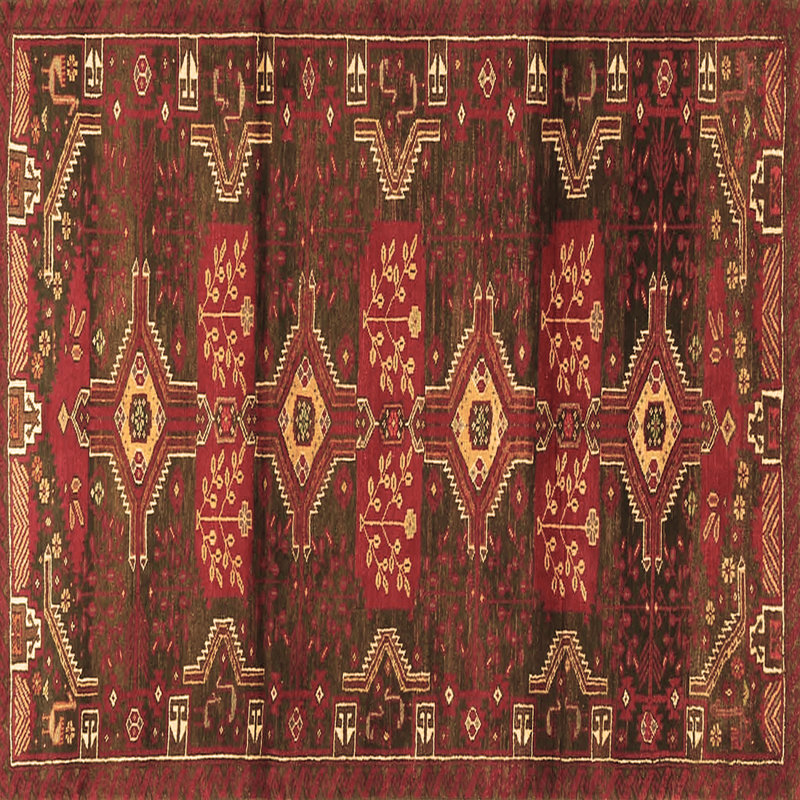 Tapis brun traditionnel Traditional 4091, Carré 5 pi