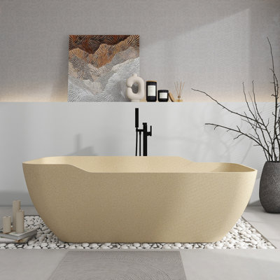 71'' X 31.5'' Freestanding Soaking Terrazzo Bathtub
