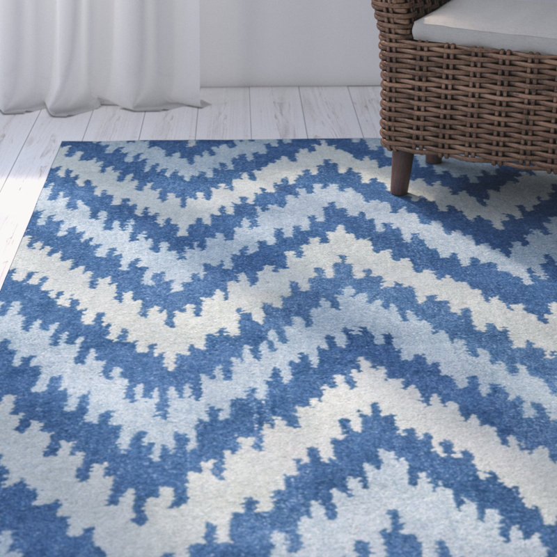Tapis bleu en laine touffeté à la main Fairlane, Rectangle 4 pi x 6 pi