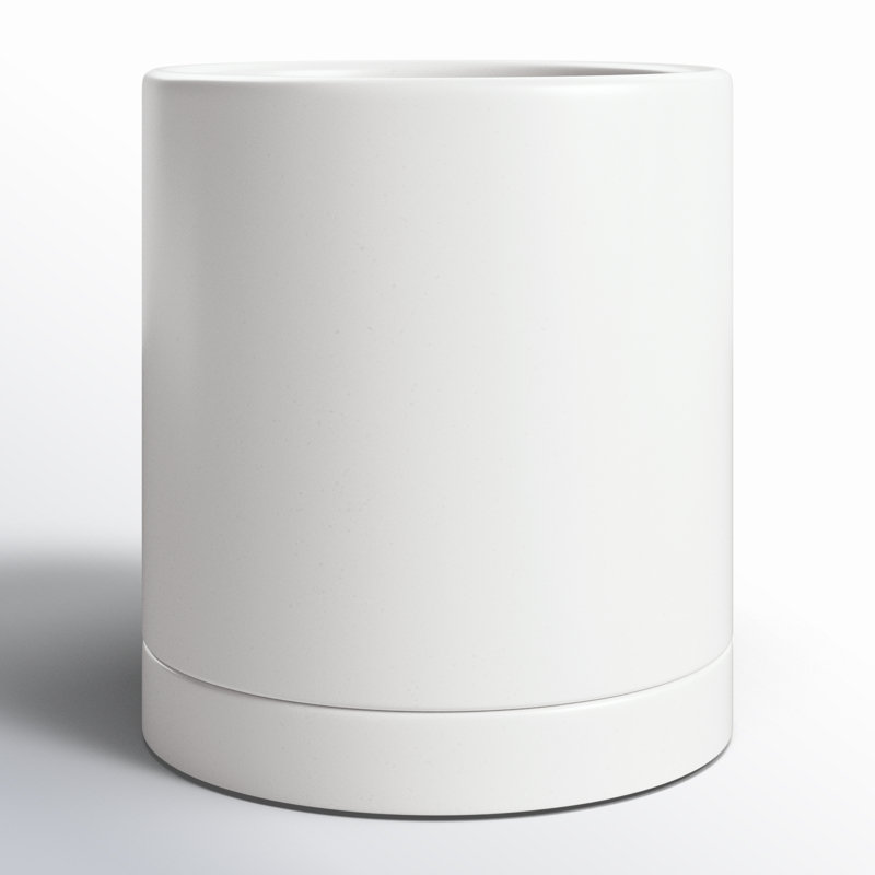 Pot de fleurs en céramique Carlotta, Blanc, H 7 po x l 7 po x P 7 po
