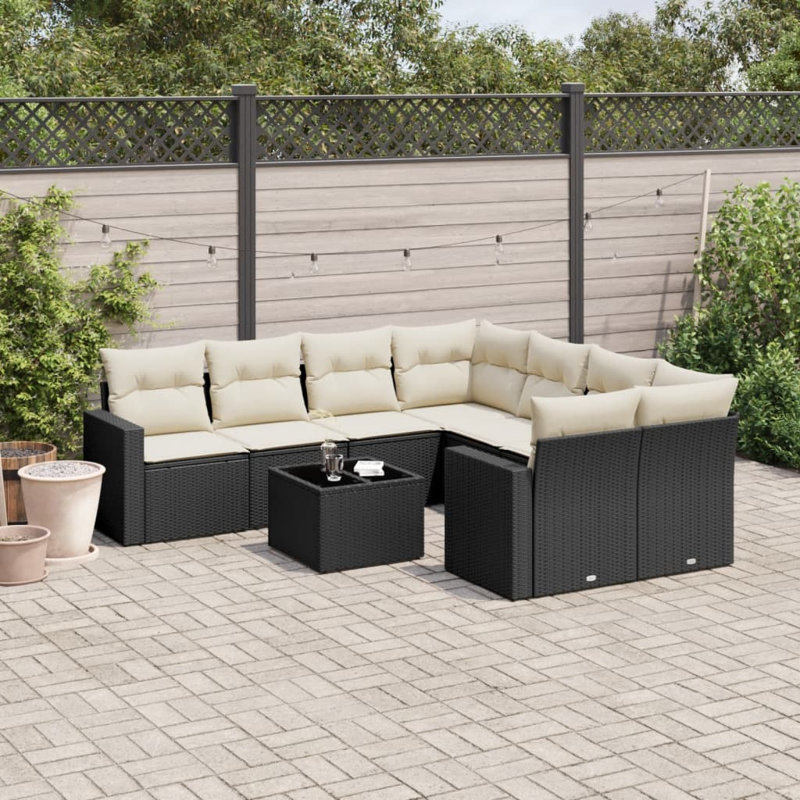 Ensemble de canapé de jardin Vidaxl noir, crème