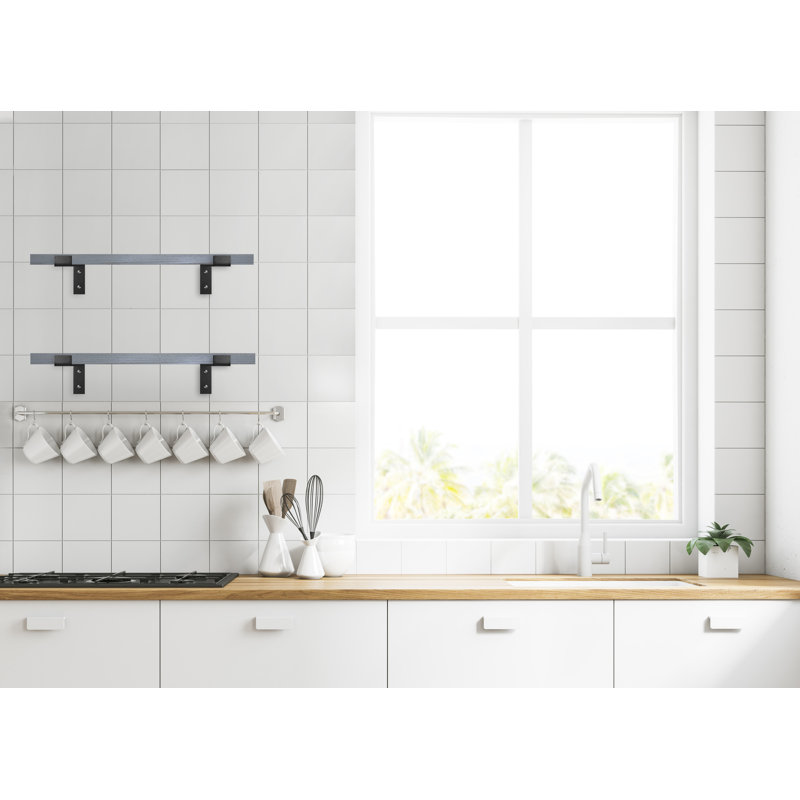 Arriyanah 2 Piece Solid Wood Bracket Shelf, Grey, 1" H x 15" W x 7" D