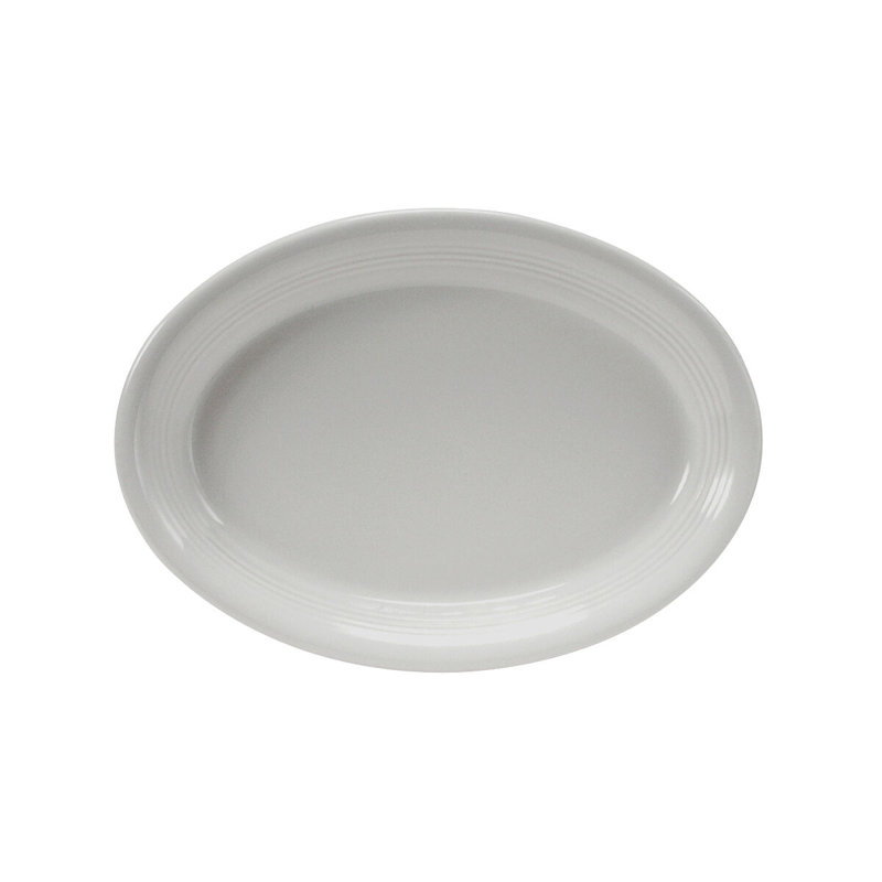 Tuxton Concentrix Ceramic Platter, White, 0.75" H x 11.5" W x 8.75" D