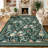Washable Area Rug, 8x10 Floral Soft Rug for Living Room, Non Slip Low Pile Carpet for Living Room, Bedroom, Dining Room, Green-520934203-520934207