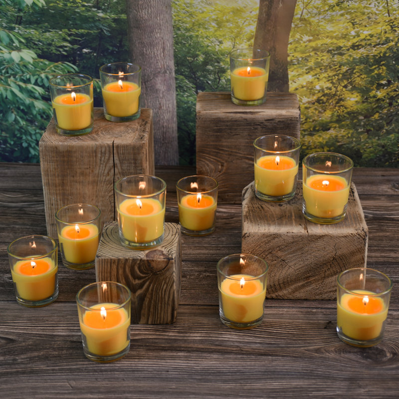 Citronella Votive Candles Glass Holders - 12 Count, Clear