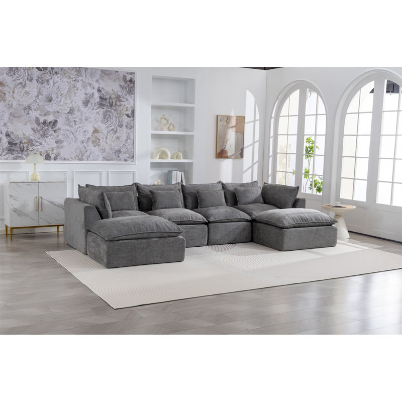 Canapé modulaire surdimensionné de 129,8 po de large avec canapé modulaire True Relax Comfy, Antique Grey