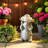Garden Statuary Magnesia Turtle Design With Flower Cap And Crackled Glass Globe Light For Home Garden Use - 15" Gray