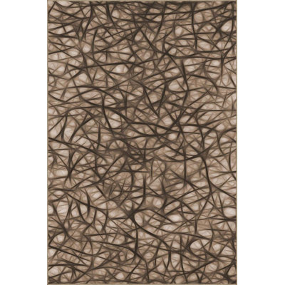 Tapis rond lavable rayé à motifs tissés