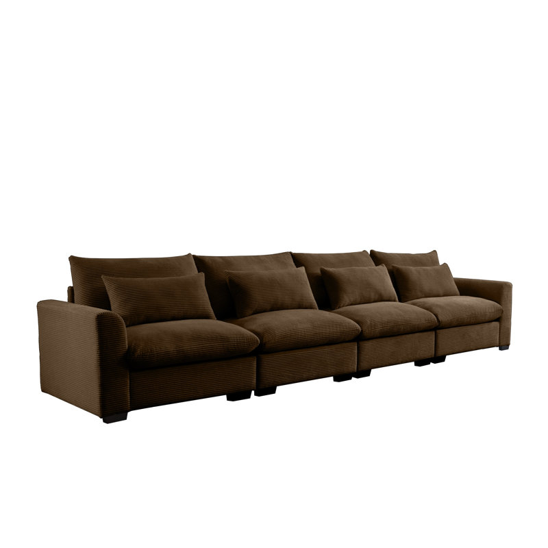 Canapé 4 places en velours côtelé Corduroy, H 34,6 po x l 157,5 po x P 33,8 po, Brun