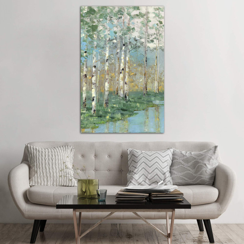 Birch Reflections I by Sally Swatland - Wrapped Canvas Painting, 152.5 cm H x 101.5 cm W