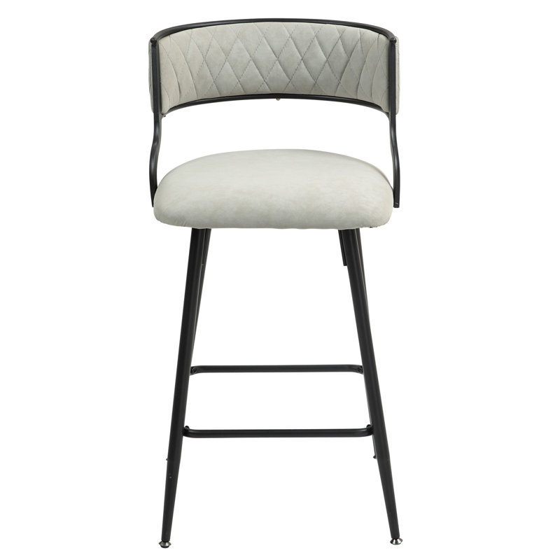 Hosner SET OF 2, 26'' Counter Height Bar Stools PU Cover Kitchen Island Counter Bar Stool With Black Powder Coating Base And Footrest