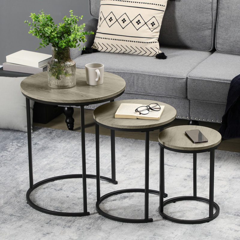 Ensemble de 3 tables basses Frame, Brun