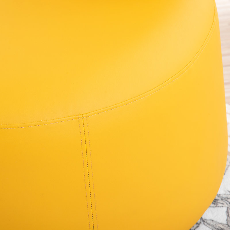 Chaise pivotante de 29,54 po en jaune, base en métal rotative à 360 degrés, structure intérieure en bois massif, surface en tissu polyuréthane, siège spacieux, chaise à charge maximale de 220 lb, structure solide, housse, rotation à 360 degrés