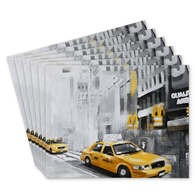 Polyester Eiver Set of 6 - New York City Taxis Decor