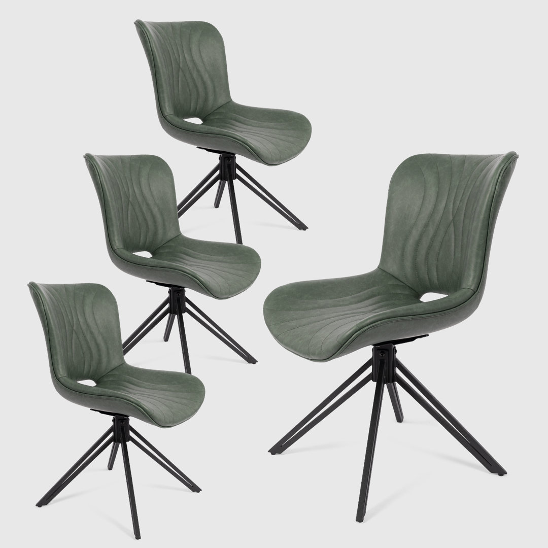 Upholstered Mid-century Modern Swivel Dining Chairs Set of 4 Corrigan Studio® Upholstery 