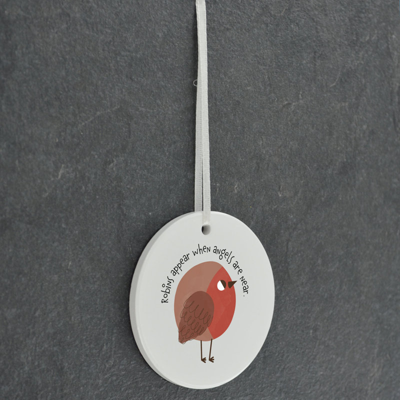 Robins Appear Angels Near Circle Shaped Ceramic Ornament